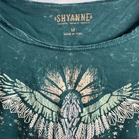 Shyanne Teal Short Sleeve Tee with Eagle Design - Picture 2 of 6